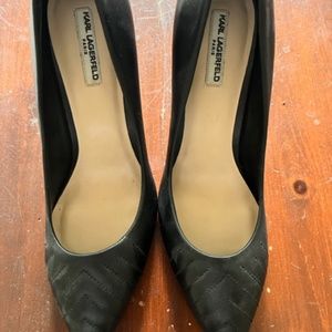 Karl Lagerfeld black leather heels
